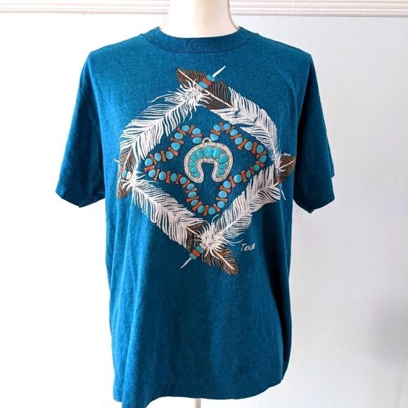 Vintage feather Texas Single Stitch Tee EUC L - Picture 1 of 2